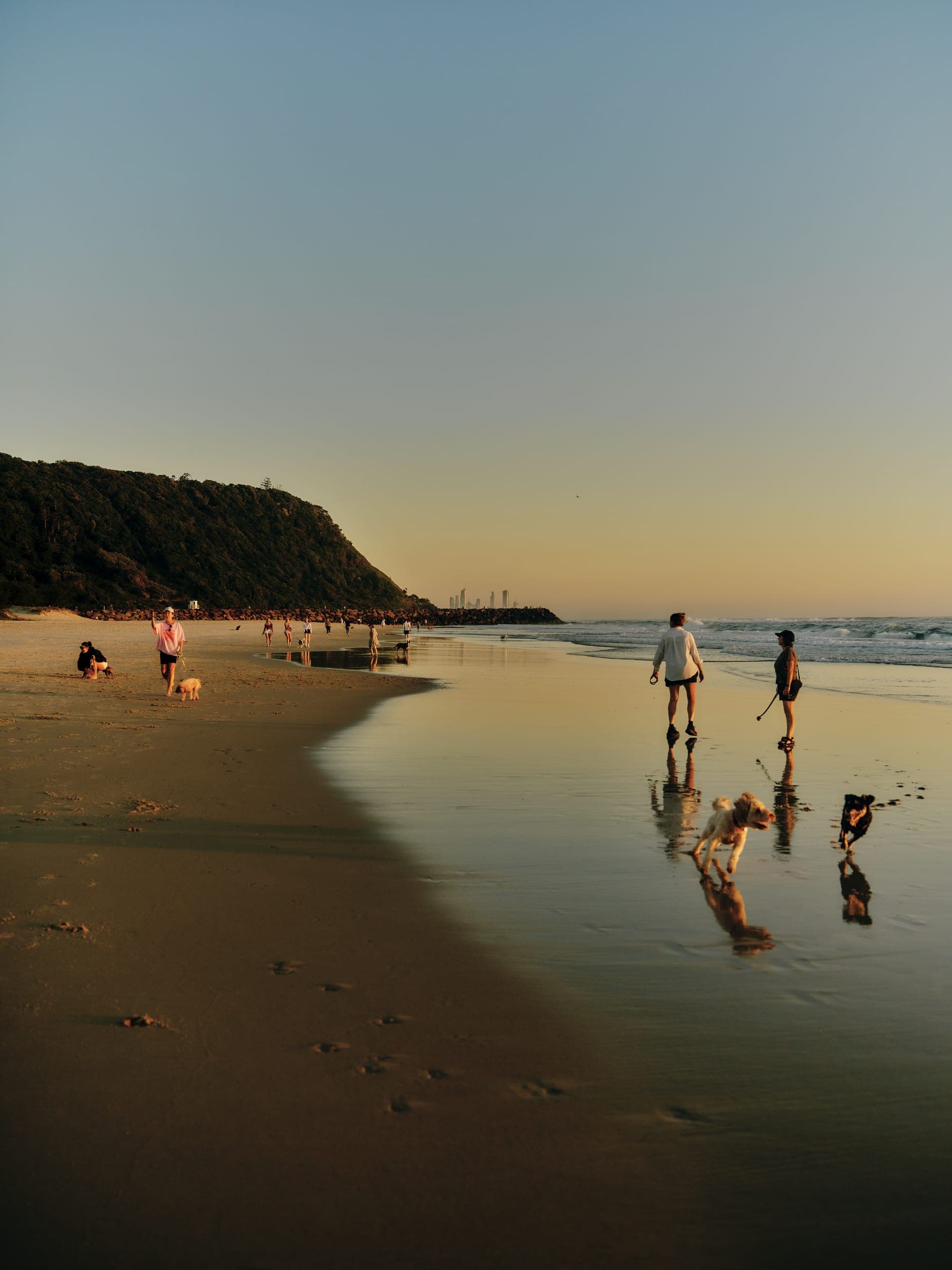 The Palm Beach foreshore at golden hour, a slow afternoon walk along the sand